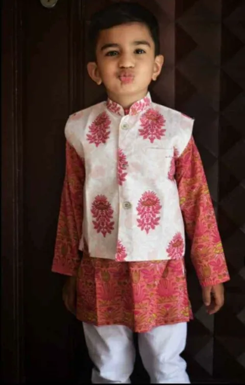 Boys Floral Kurta Set, kids ethnic wear by Stay Desi