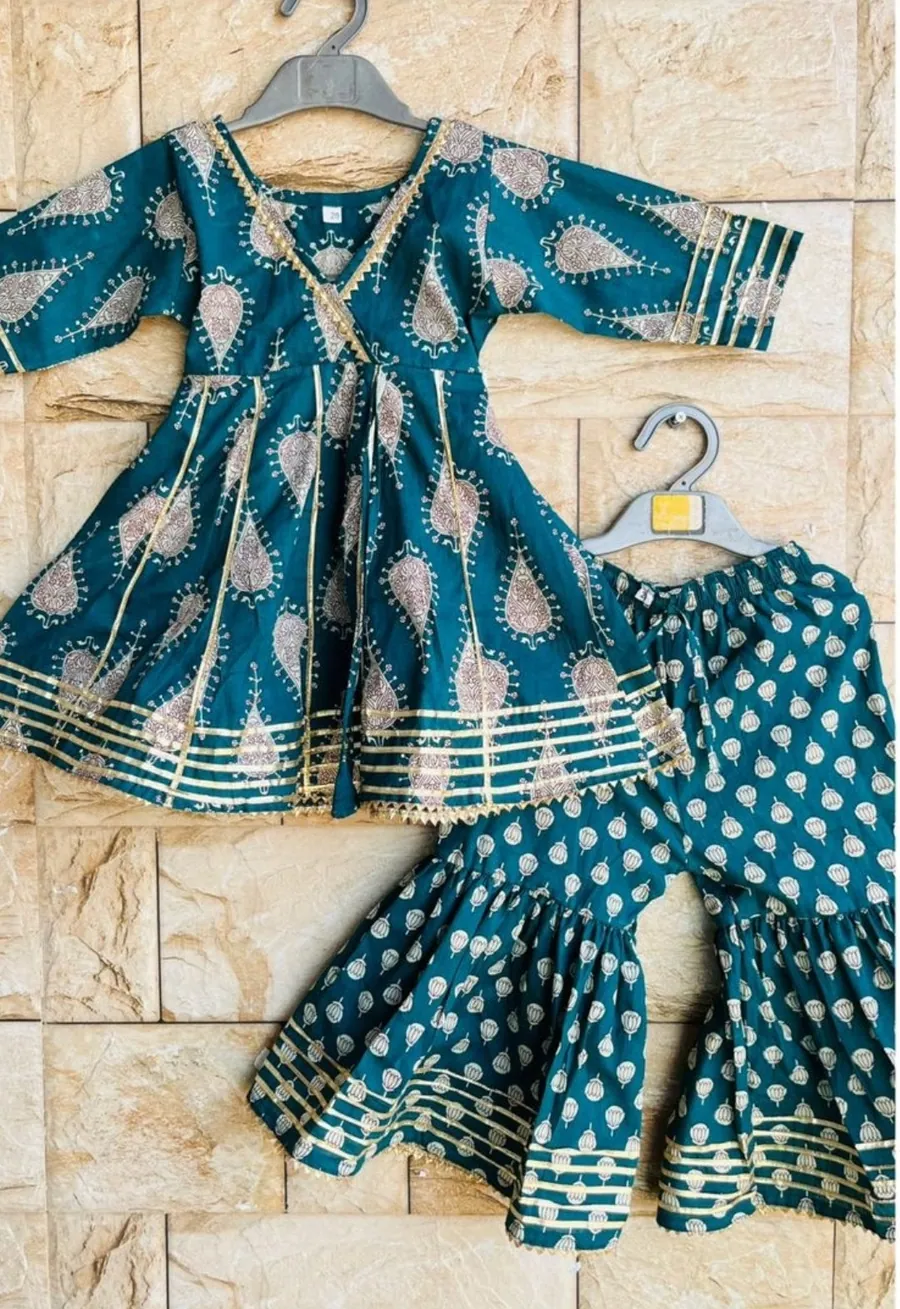 Frock Style Kurta & Sharara Set by Stay Desi Kids Ethnic Wear