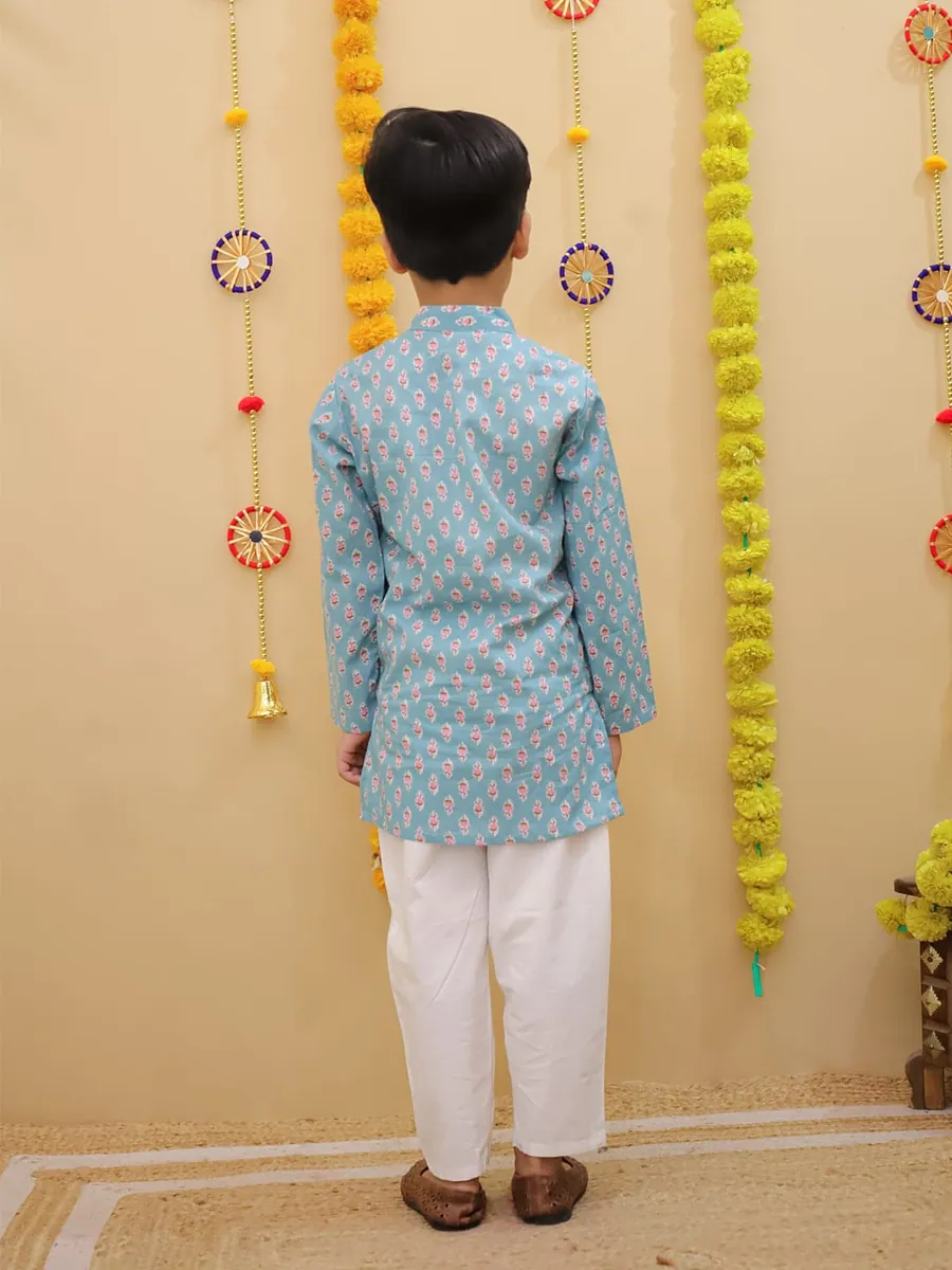 Light Blue Kurta Pajama Set, view 3