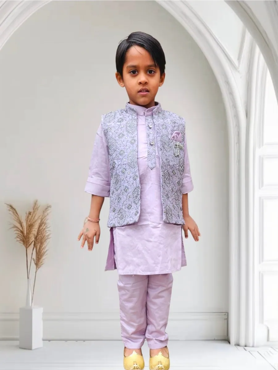 Lavender Kurta Jacket Set