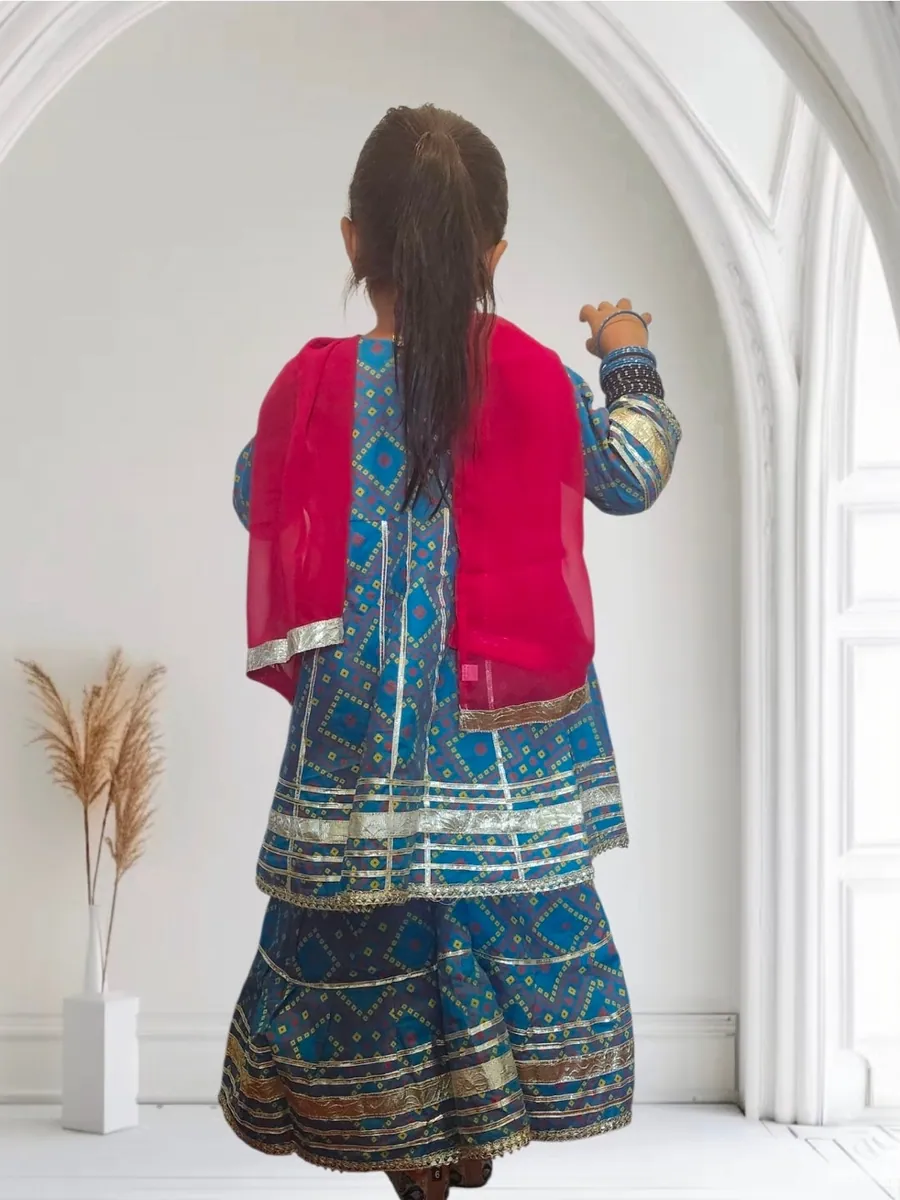 Jaipuri Print Blue Sharara, view 2